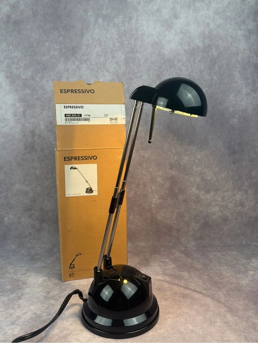VTG IKEA Espressivo Telescoping Desk Lamp Glossy Black Halogen w/ Box